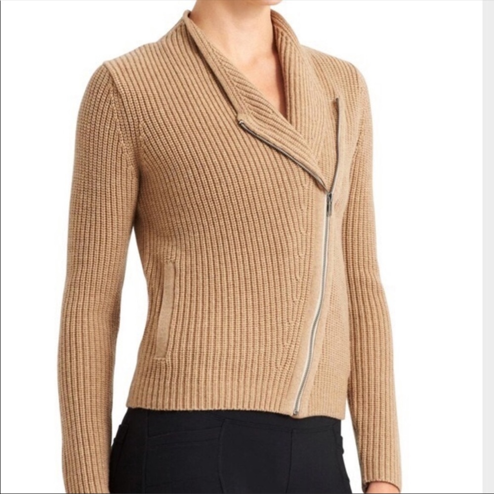 Athleta Stowe Merino Wool Moto Zip Sweater Jacket